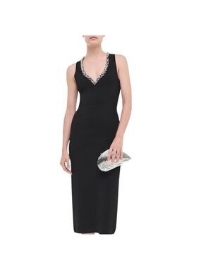 Simkhai Khari Black Embellished Midi Dress Size Medium